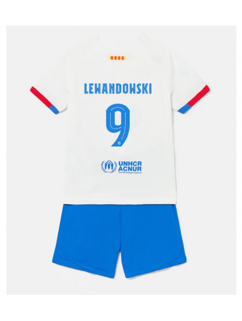 Barcelona Robert Lewandowski #9 Auswärts Trikotsatz für Kinder 2023-24 Kurzarm (+ Kurze Hosen)
